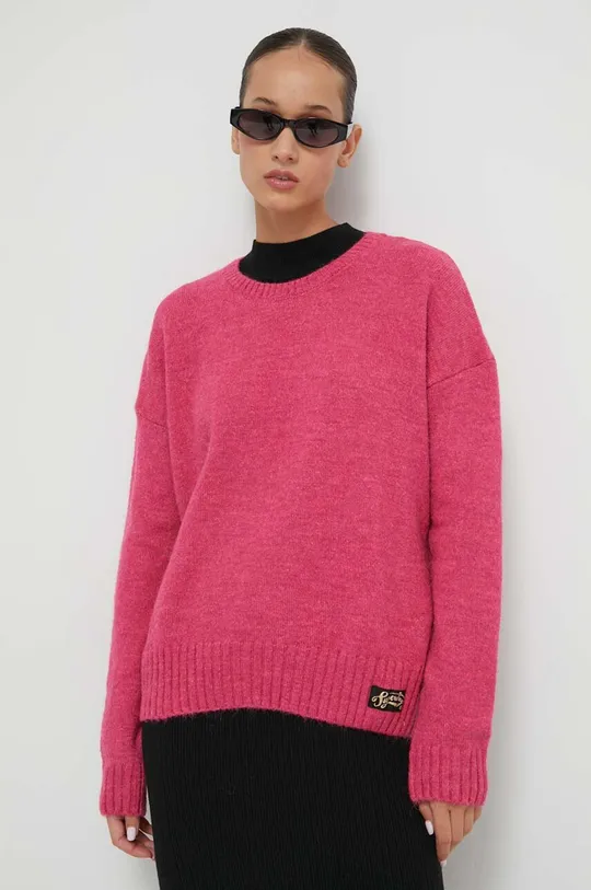 różowy Superdry sweter z domieszką wełny Damski