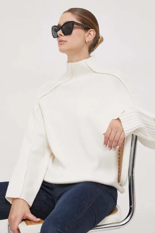 beżowy Calvin Klein sweter wełniany Damski