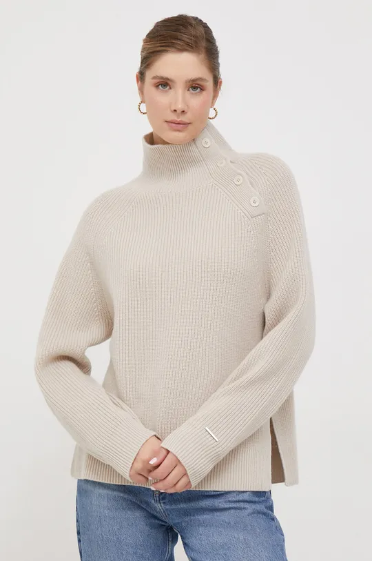 beżowy Calvin Klein sweter wełniany Damski