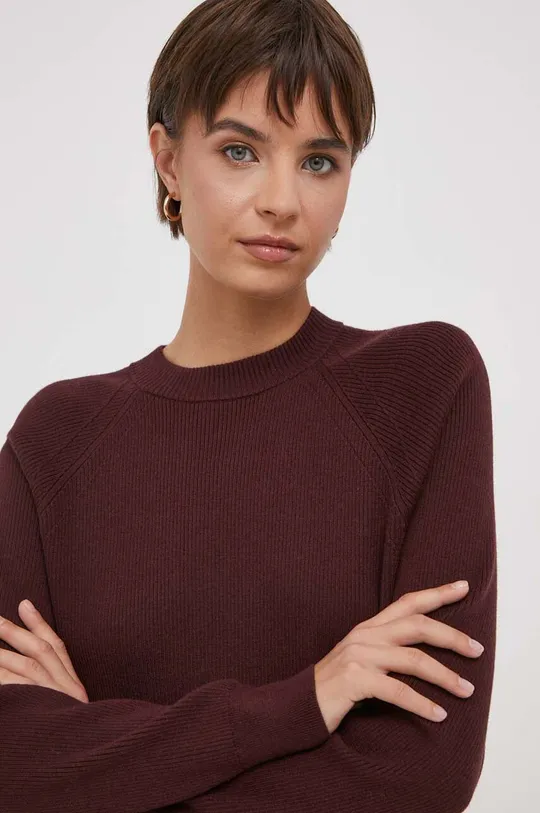 bordowy Calvin Klein sweter z domieszką wełny Damski