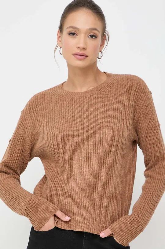 brązowy Twinset sweter z domieszką wełny