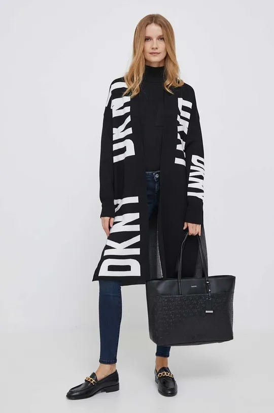 Πλεκτή ζακέτα DKNY μαύρο