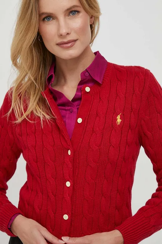 czerwony Polo Ralph Lauren kardigan bawełniany