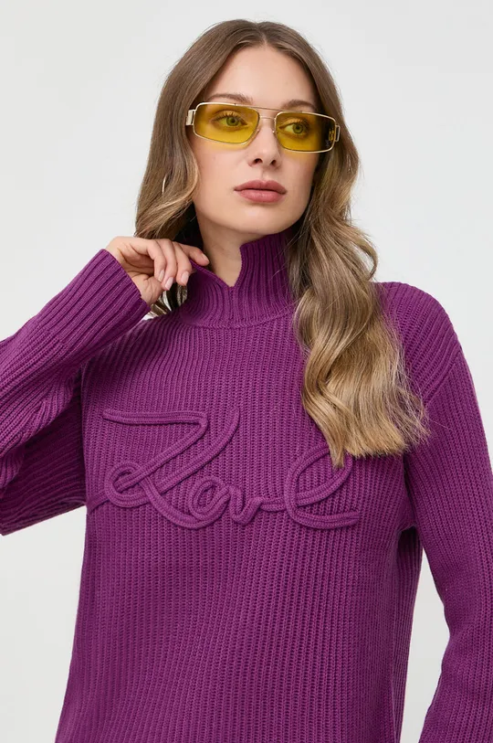 fioletowy Karl Lagerfeld sweter wełniany Damski