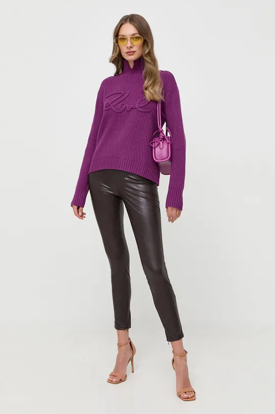 Вовняний светр Karl Lagerfeld фіолетовий