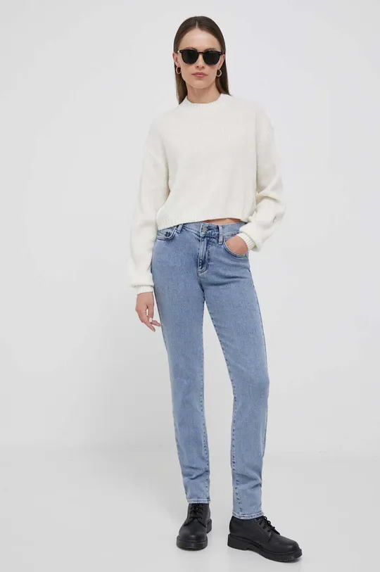 Calvin Klein Jeans gyapjú pulóver bézs