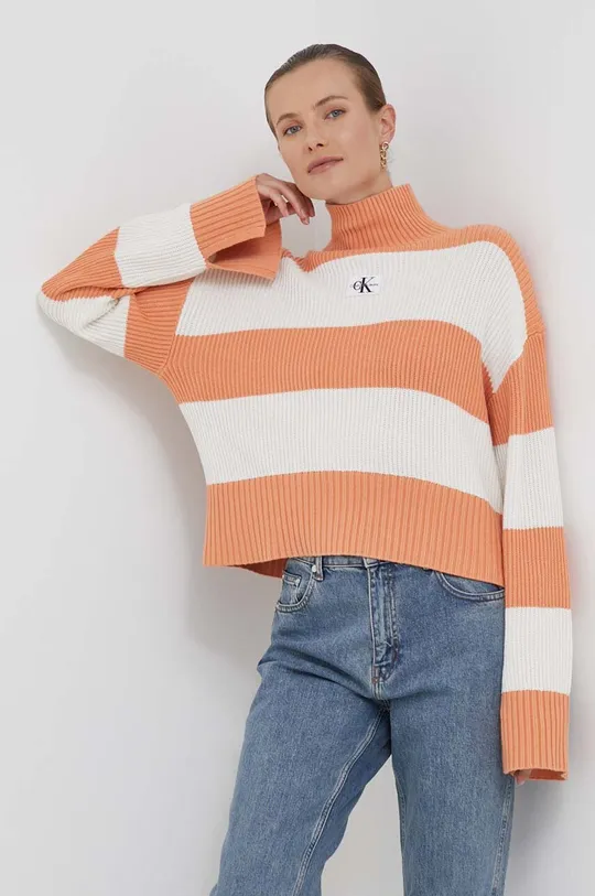 Хлопковый свитер Calvin Klein Jeans бежевый