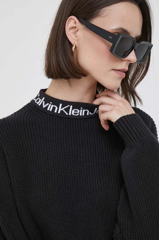 czarny Calvin Klein Jeans sweter bawełniany