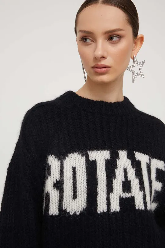 fekete Rotate gyapjú pulóver