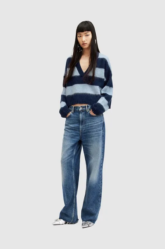 AllSaints sweter z domieszką wełny LOU CROP Damski