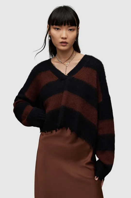 marrone AllSaints maglione in misto lana LOU CROP Donna