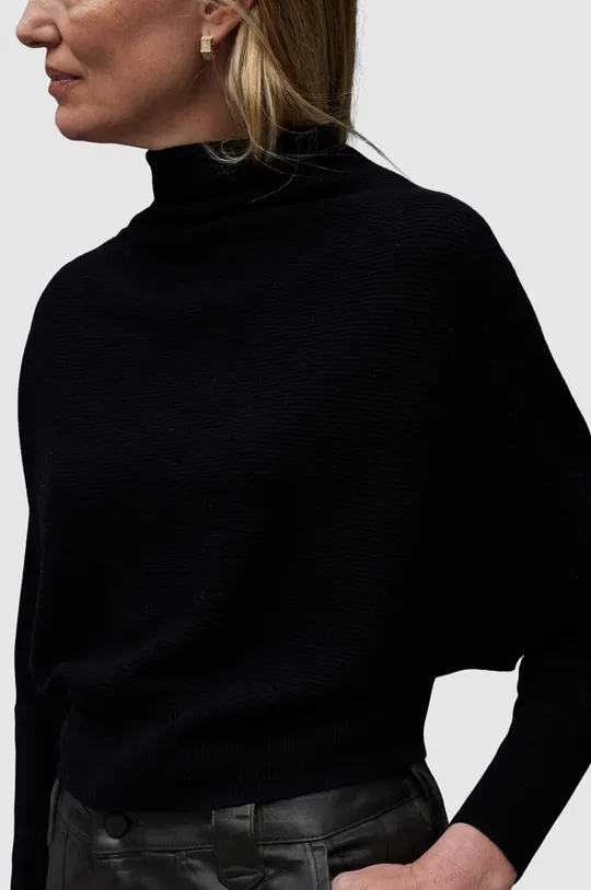 Volnen pulover AllSaints RIDLEY CROP črna