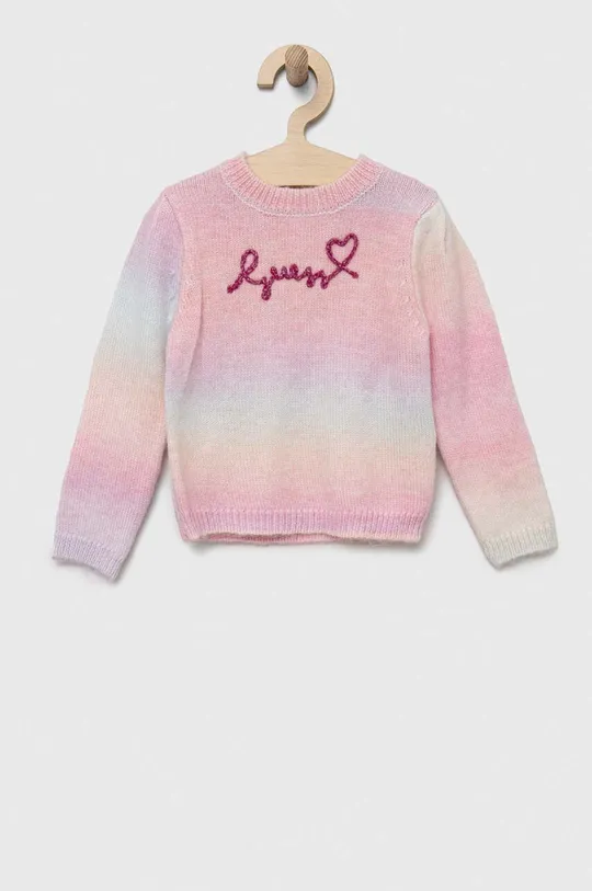 różowy Guess sweter z domieszką wełny dziecięcy Dziewczęcy