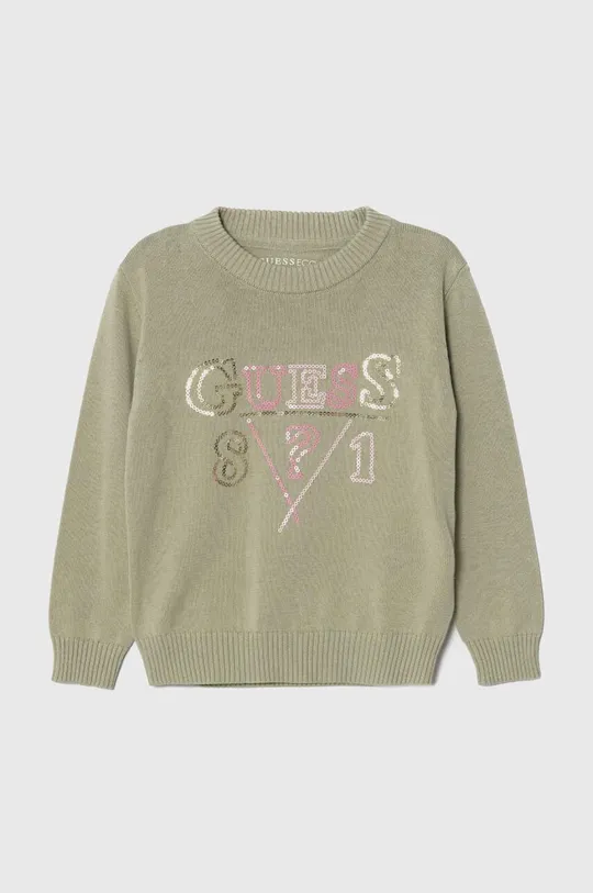 зелений Дитячий бавовняний светр Guess Для дівчаток