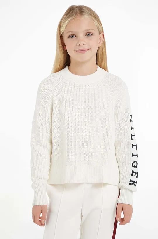 λευκό Παιδικό βαμβακερό πουλόβερ Tommy Hilfiger Για κορίτσια