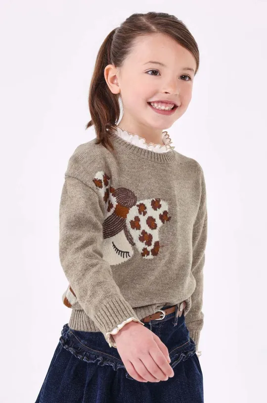 beżowy Mayoral sweter z domieszką wełny dziecięcy Dziewczęcy