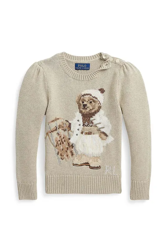 Detský bavlnený sveter Polo Ralph Lauren béžová
