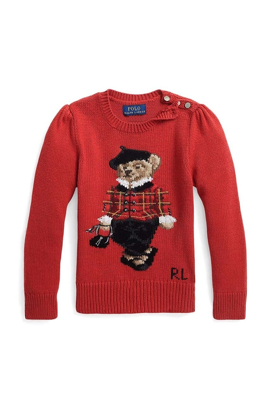 Detský bavlnený sveter Polo Ralph Lauren červená