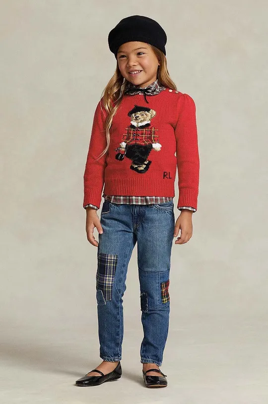 κόκκινο Παιδικό βαμβακερό πουλόβερ Polo Ralph Lauren