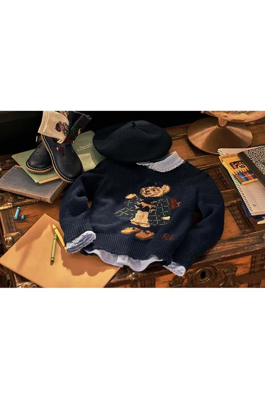 mornarsko modra Otroški bombažen pulover Polo Ralph Lauren