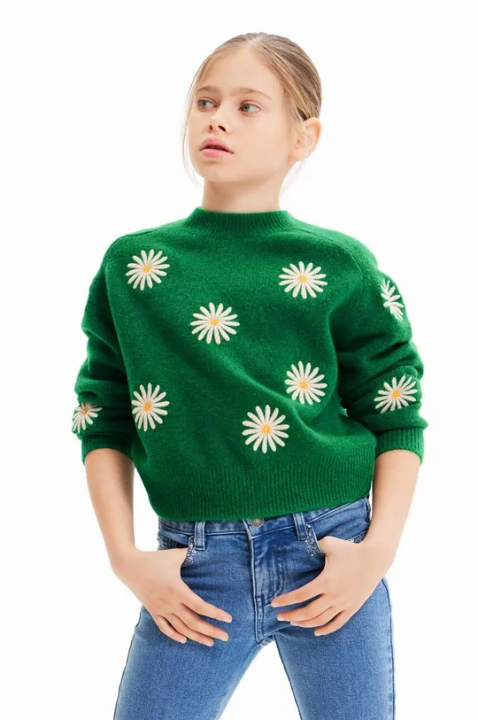 zelena Dječji pulover s postotkom vune Desigual Za djevojčice
