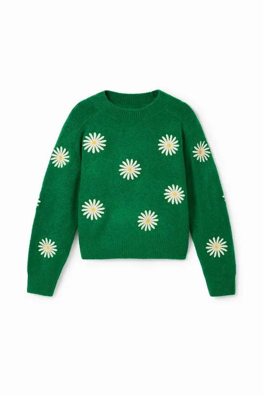 Detský sveter s prímesou vlny Desigual zelená