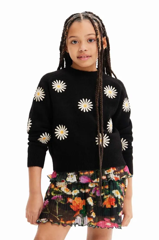 črna Otroški pulover s primesjo volne Desigual Dekliški