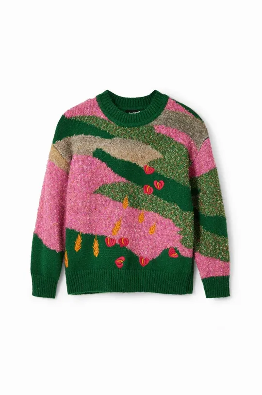 Otroški pulover s primesjo volne Desigual roza