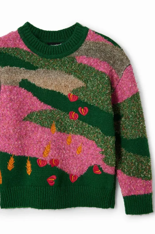 rózsaszín Desigual gyerek gyapjúkeverékből készült pulóver