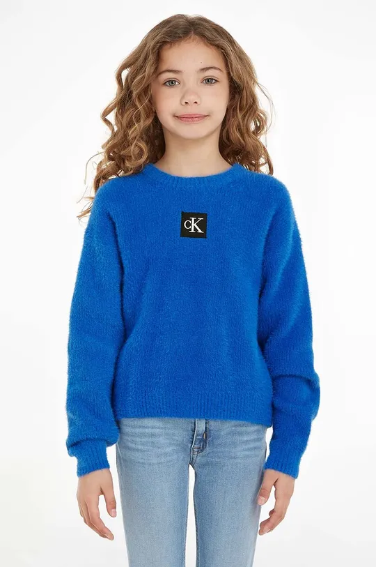 modra Otroški pulover Calvin Klein Jeans Dekliški