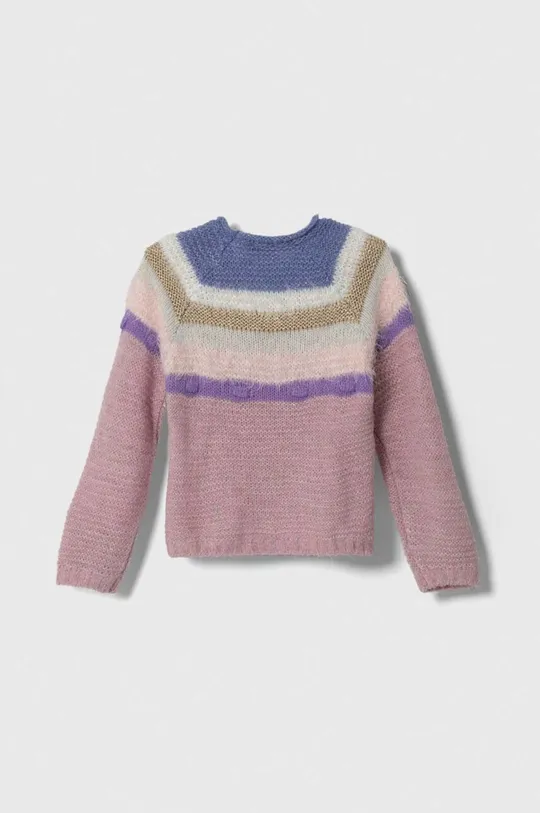 Detský sveter s prímesou vlny United Colors of Benetton ružová