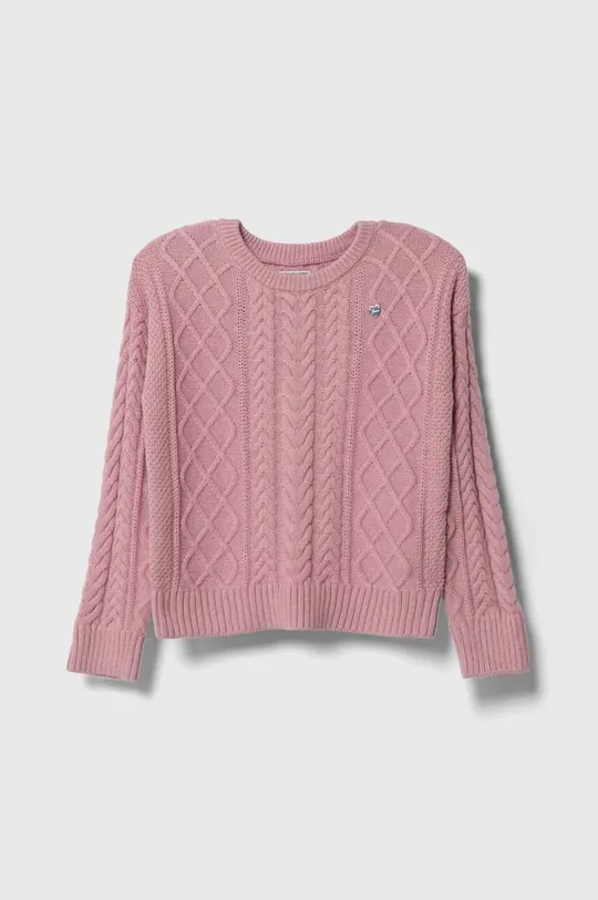 rózsaszín Guess gyerek gyapjúkeverékből készült pulóver Lány