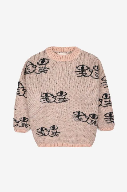 Bobo Choses sweter z domieszką wełny dziecięcy różowy