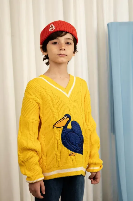 żółty Mini Rodini sweter bawełniany dziecięcy Dziecięcy