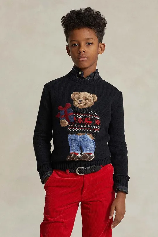 μαύρο Παιδικό βαμβακερό πουλόβερ Polo Ralph Lauren Για αγόρια