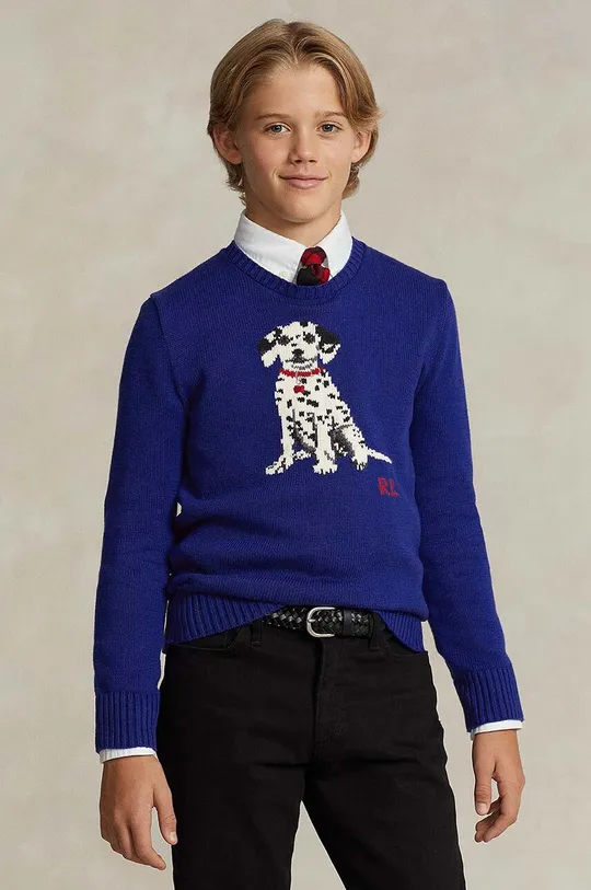 kék Polo Ralph Lauren gyerek pamut pulóver Fiú