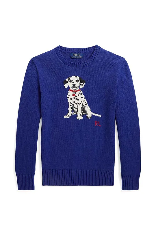 Otroški bombažen pulover Polo Ralph Lauren modra