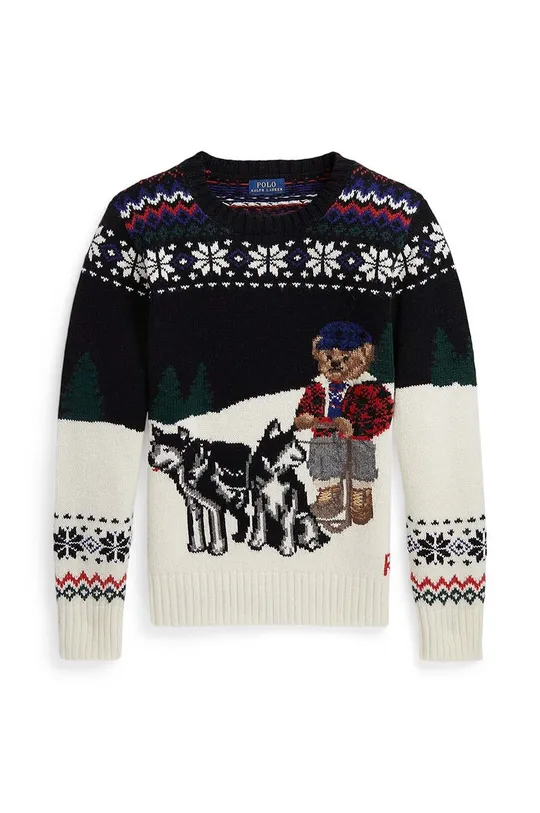 biały Polo Ralph Lauren sweter wełniany dziecięcy Chłopięcy