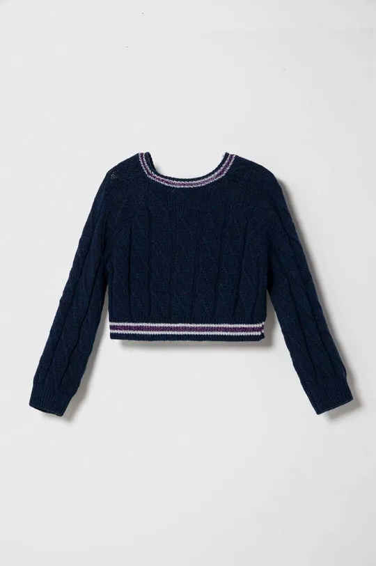 Otroški pulover s primesjo volne Sisley modra