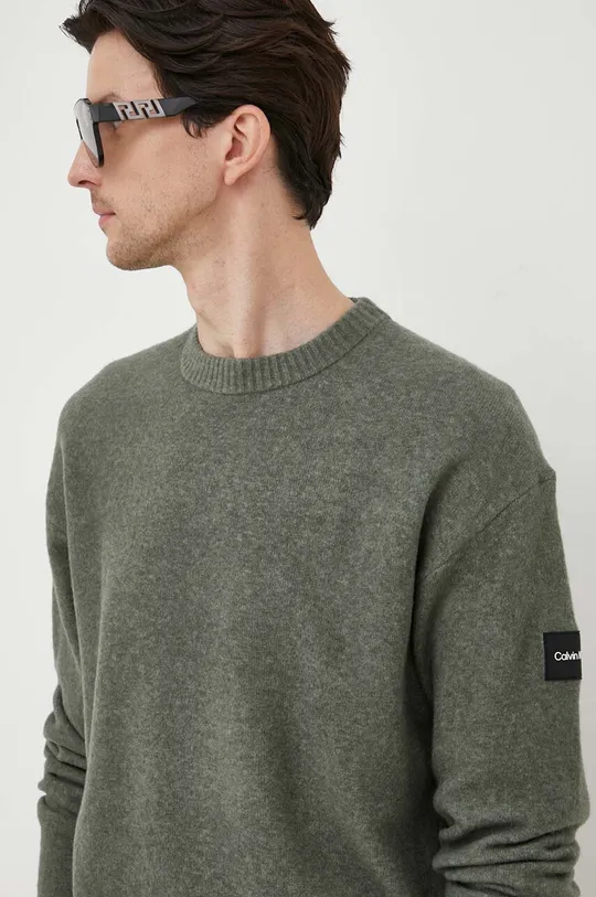 zöld Calvin Klein gyapjúkeverék pulóver