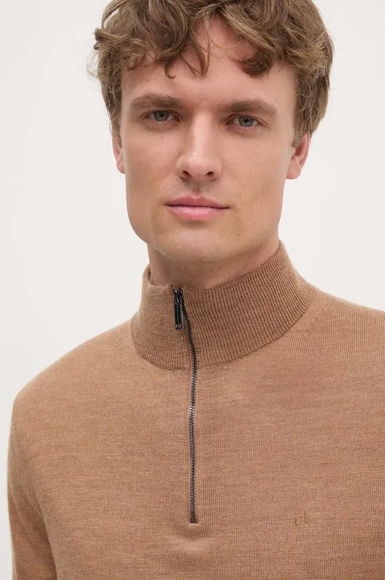 Шерстяной свитер Calvin Klein коричневый K10K110421