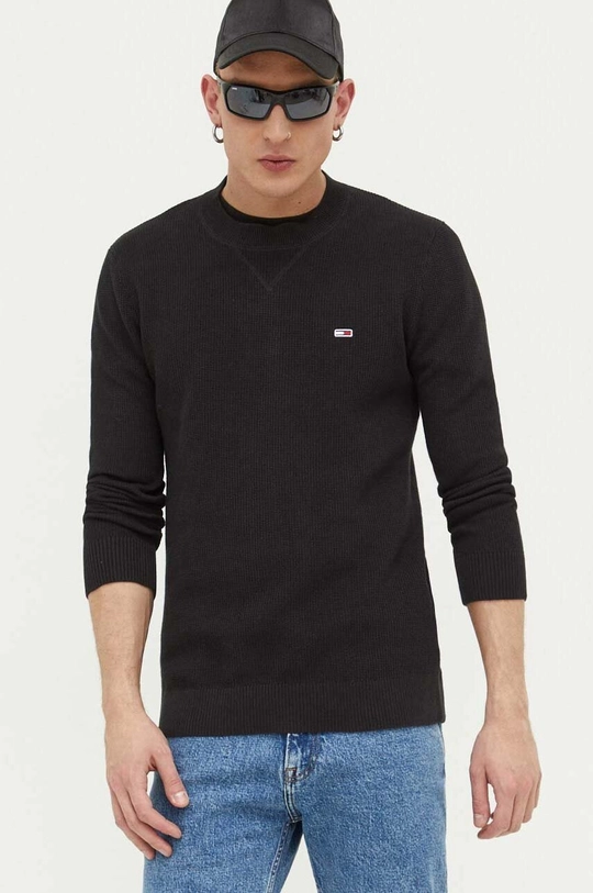 czarny Tommy Jeans sweter bawełniany Męski