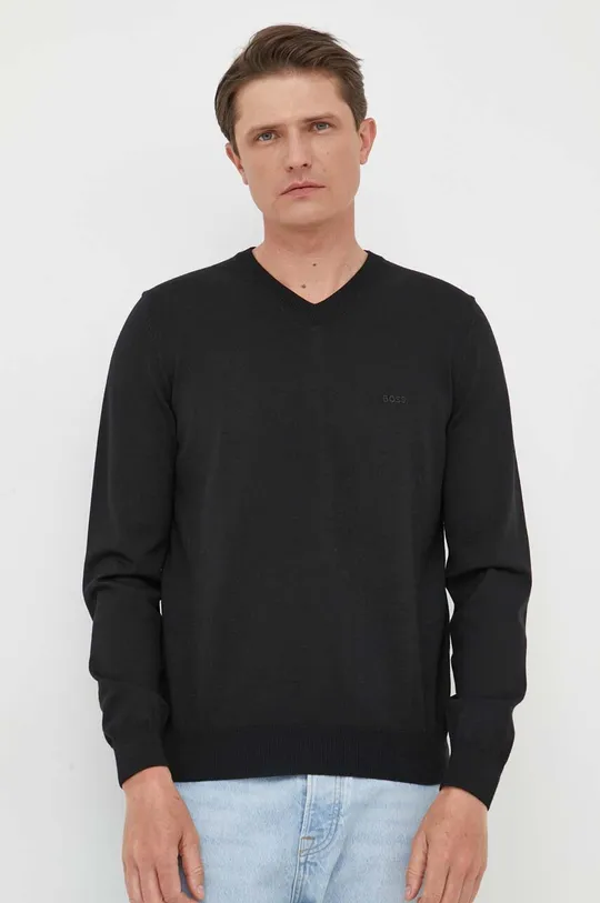 czarny BOSS sweter wełniany Męski