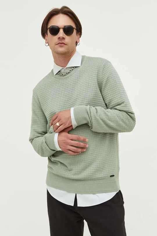zelená Bavlnený sveter HUGO