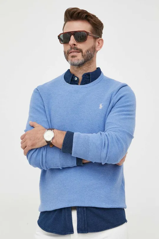modra Bombažen pulover Polo Ralph Lauren Moški