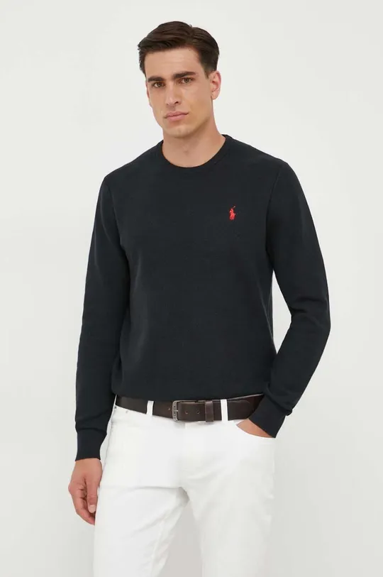 črna Bombažen pulover Polo Ralph Lauren Moški