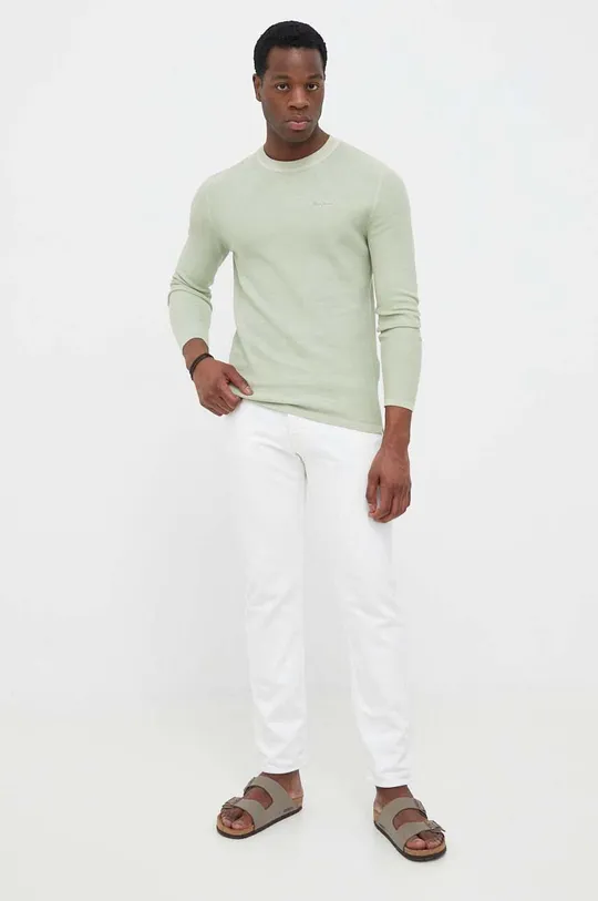 Βαμβακερό πουλόβερ Pepe Jeans Silvertown πράσινο