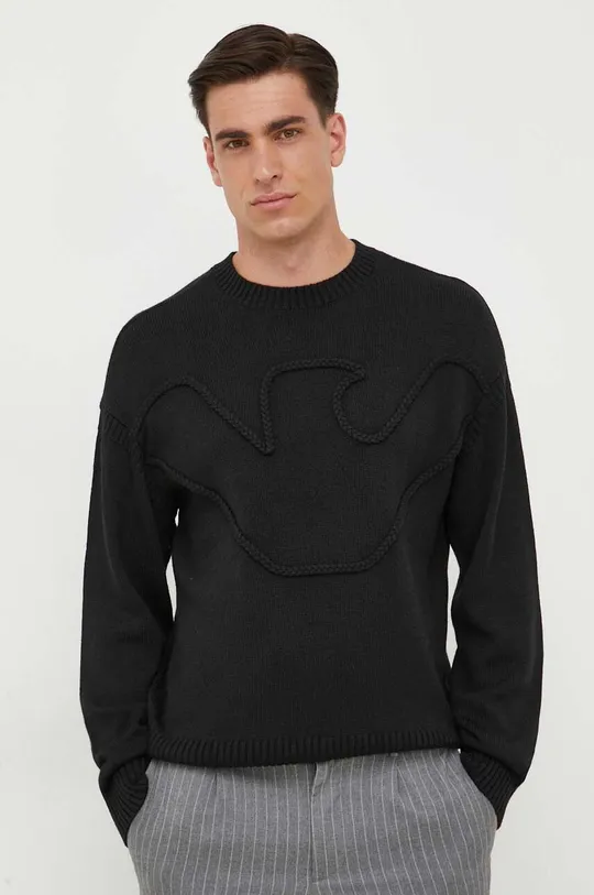 črna Volnen pulover Emporio Armani Moški