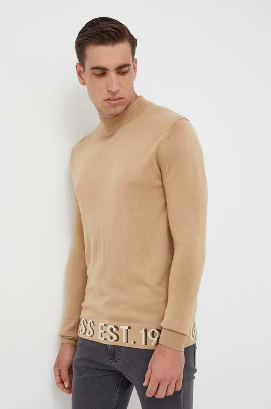 bézs Guess pulóver selyemkeverékből Férfi