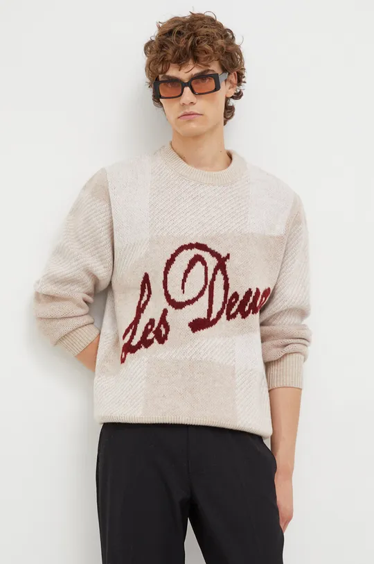 beżowy Les Deux sweter z domieszką wełny Męski